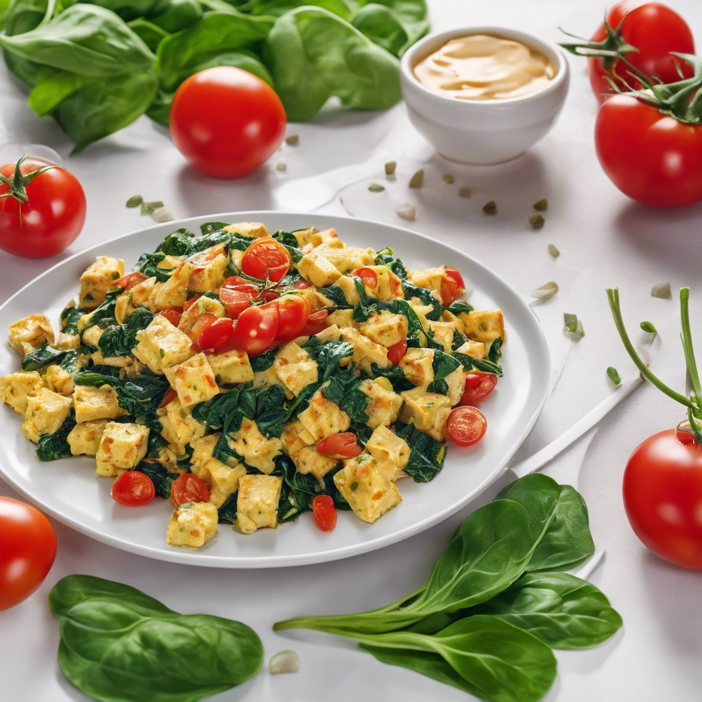 Tofu and Spinach Scramble with Diced Tomatoes